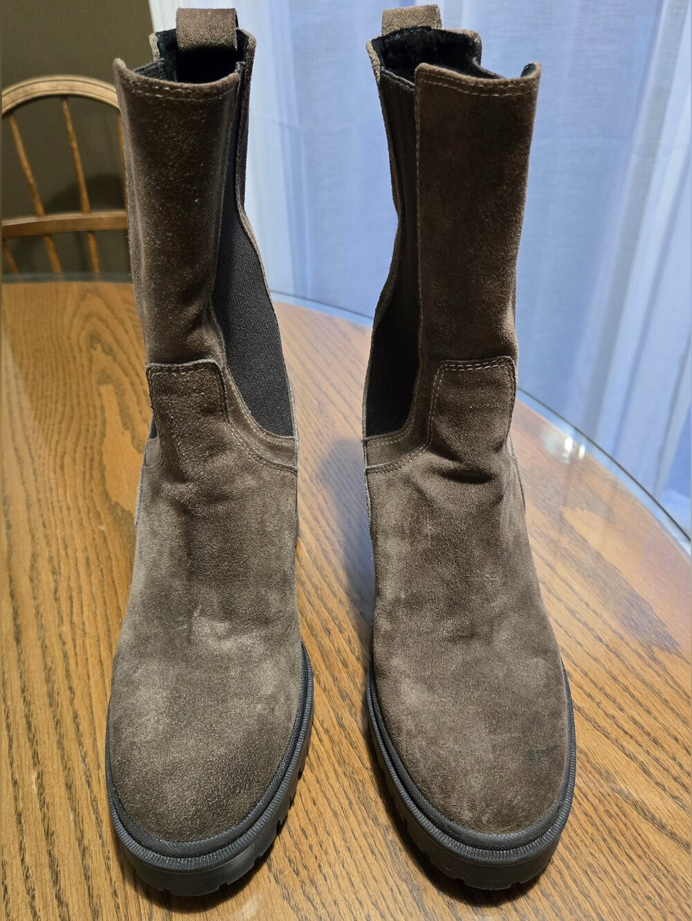 Emanuele Crasto Brown Suede Platform Chelsea Boots Size EU 39 - Picture 2 of 11